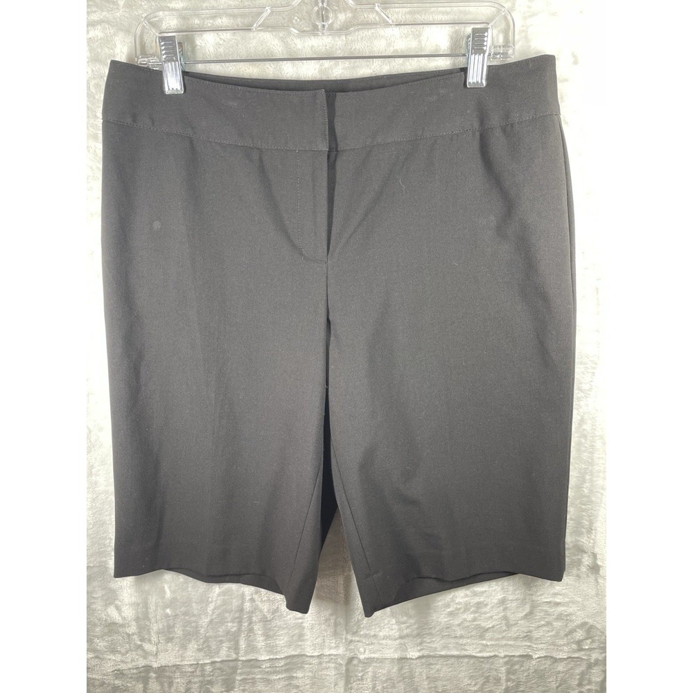 ALFANI ESSENTIALS Sz 12P Bermuda  Mid Rise Career Dress Shorts Wide Band Black